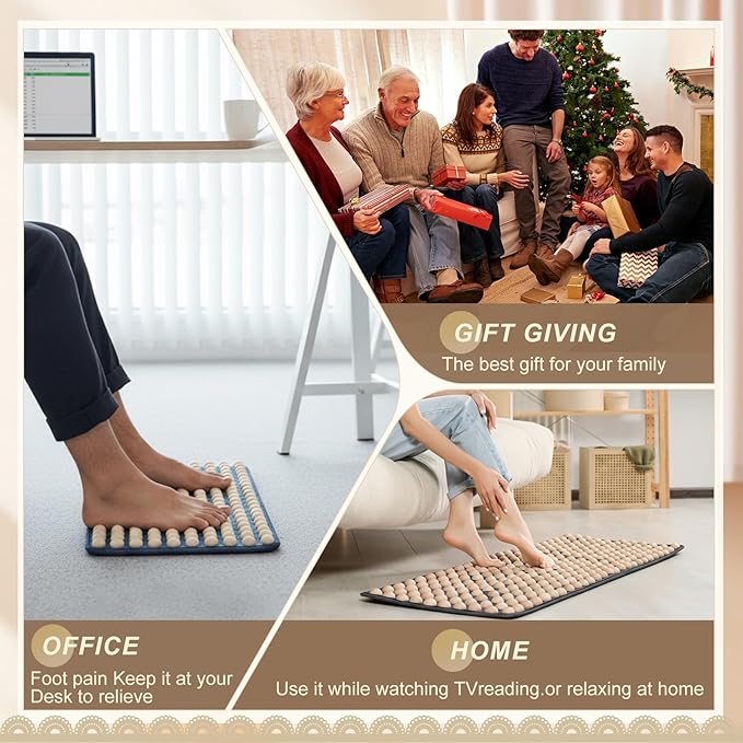 39.3inch Extra Large Wood Foot Acupressure Mat Ergonomic Foot Massager Mat for Relaxing Feet, Wood Massage Tool Foldable Pressure Point Pad for Long Sitting Elderly Students and Office Worker