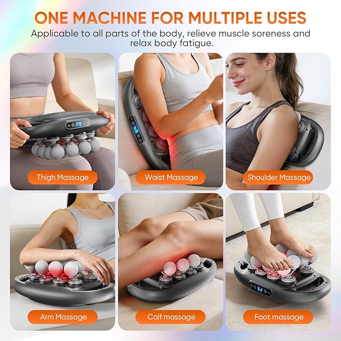 16 Head Massage Gun Deep Tissue, Quiet Back Massager for Pain Relief Deep Tissue with 9 Modes and 9 Intensities for Back, Shoulders, Arm, Legs, Foot, Body