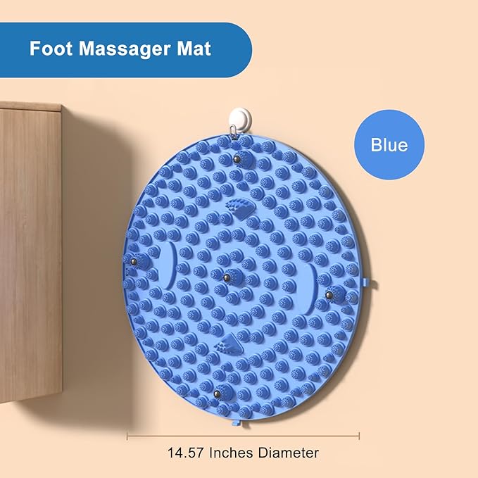Foot Massager Mat, Manual Massage Tool with Magnetic Therapy Acupressure Disc for Feet Relaxation, Foot Relieve Stress Treatment (Blue)