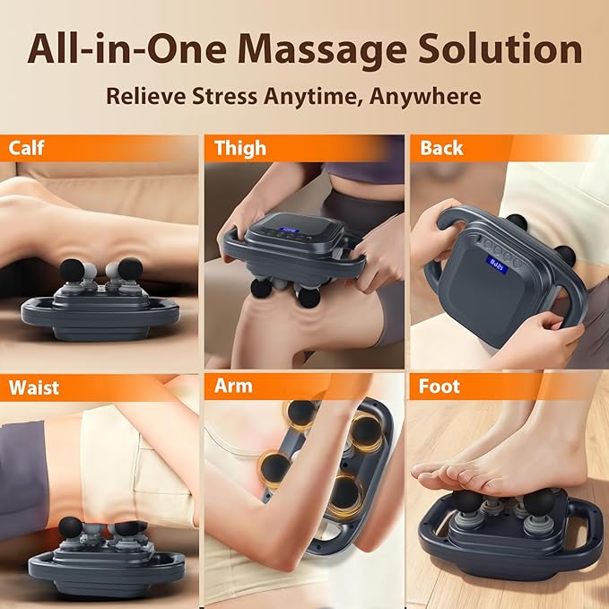 8 Head Massage Gun Deep Tissue,Back Massager for Pain Relief Deep Tissue,Neck Massager,Shoulder Massager,Handheld Massage Gun with 20 Intensity Levels for Body Relax & Recovery