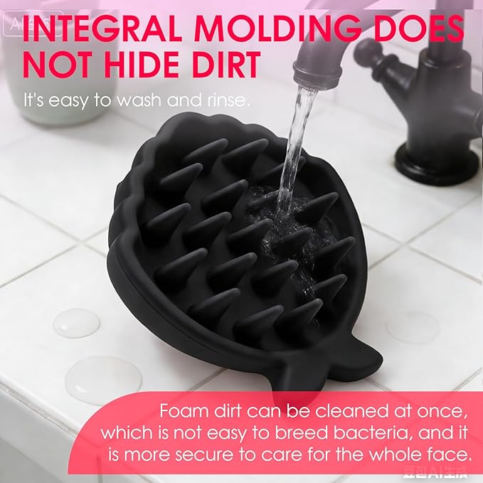 Detangling Silicone Scalp Scrubber Brush, for Wet or Dry Hair, Scalp Brush for Hair Growth and Dandruff Removal,Ergonomic Scalp Massager(Black)