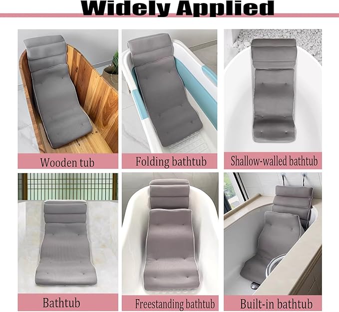 SOBS Full Body Bath Pillow, Bath Pillows for Tub, Tub Pillow for Bath Head Back & Lumbar Support, Ergonomic Luxury Bathtub Pillow, Gift for Soaking