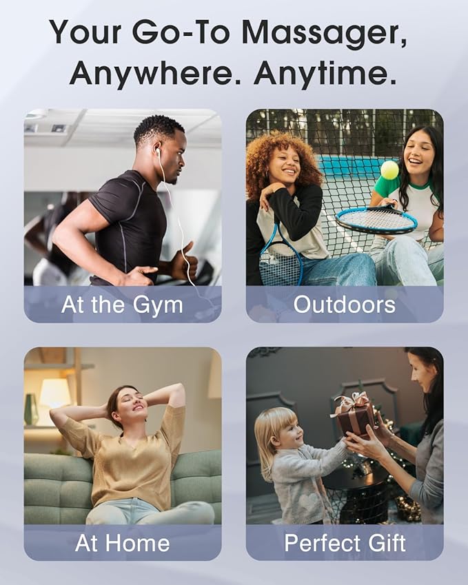 Morelax Mini Massage Gun, Percussion Muscle Massager for Back Pain Relief, Compact Sports Travel Massage Gun with 6 Massage Heads 4 Speeds, Gift for Her, Home, Athletes