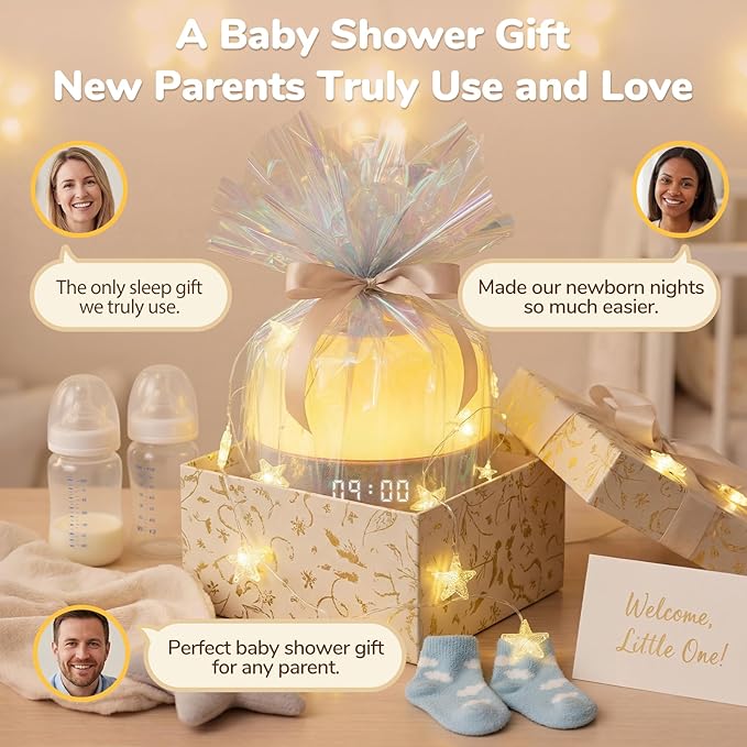 2025 Mom's Choice Awards | Sound Machine Baby White Noise Machine with Sunrise Alarm Clock & App Control – 360° RGB Night Light, Sleep Soother for Adults & Kids, Newborn Essentials Shower Gift