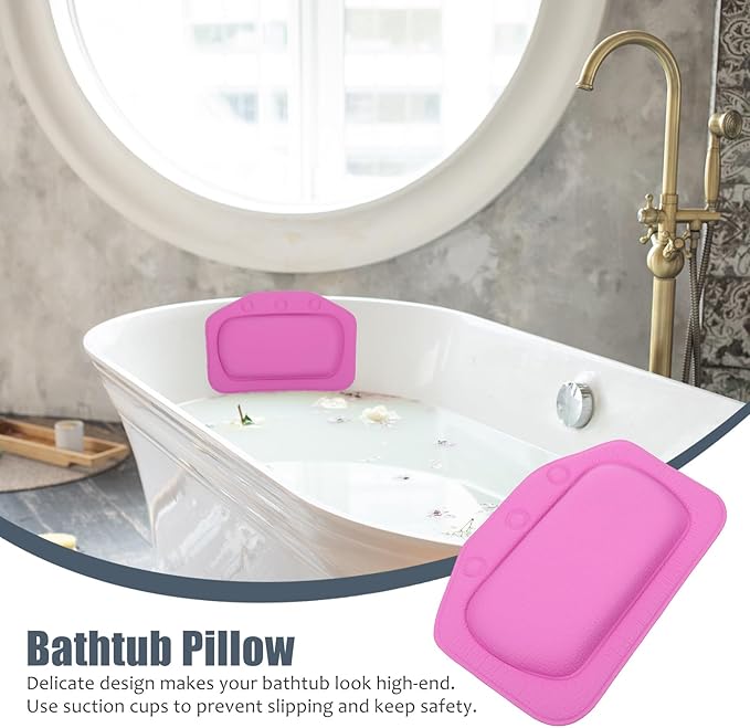Zerodeko Spa Bath Pillow Tub Accessory with Suction Cups, PVC Foam Head Neck Rest Shoulder Support, Soft Purple Bathtub Cushion for Home and Hotel Spa Relaxation