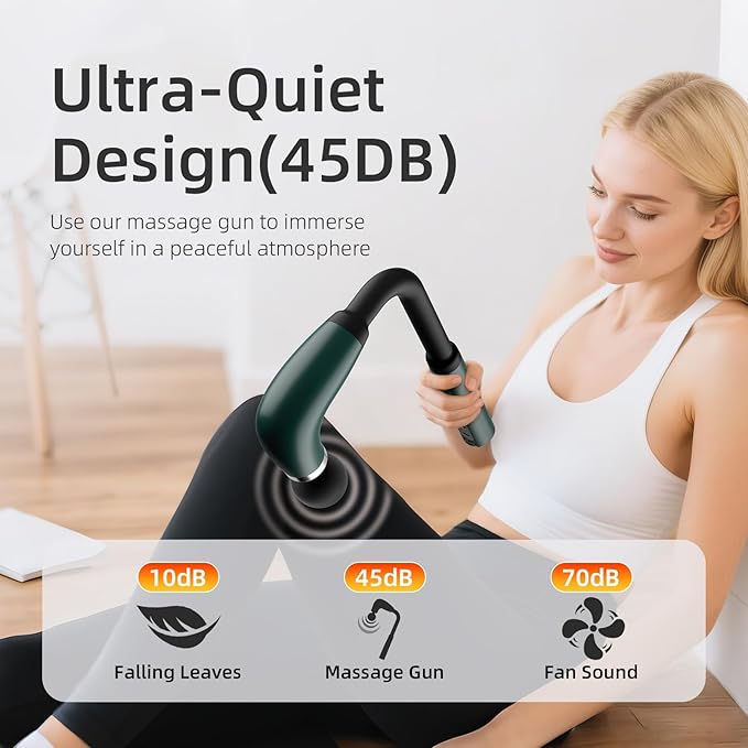 Massage Gun with Upgraded Extension Handle,Back Massage Gun Deep Tissue,Back Massager for Pain Relief for Muscles Neck Shoulders Waist Arm Legs Foot,4 Replaceable Heads & 9 Speeds (Green)