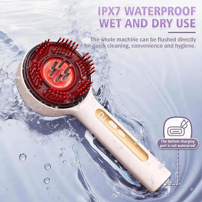 Electric Scalp Massager, 3-in-1 Hair Oil Applicator & Cordless Electric Head Massager, IPX7 Waterproof, Portable Scalp Brush for Home & Travel, White