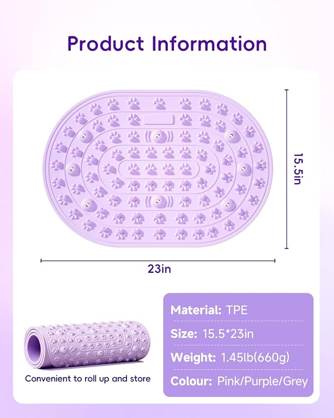Foot Massage Mat,Cat Paw Pattern Foldable Bathtub Mat Non-Slip Acupressure Mats Pad Comfort Foot Pressure Point Mat for Bathroom,Standing Desk Pad,Stress Relief,Arch & Heel Pain - Grey