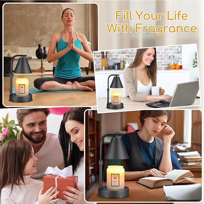 kobodon Candle Warmer Lamp, Electric Candle Lamp Warmer Birthday for Mom Women Home Bedroom Decor Dimmable for Scented Jar Candles(Height-Adjustable)