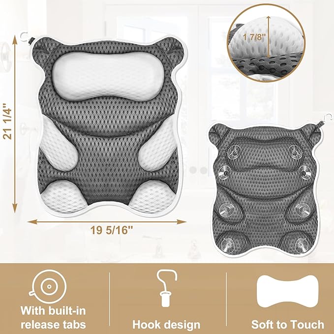 Cat Shape Bath Pillow for Tub and Bear Shape Bathtub Pillow
