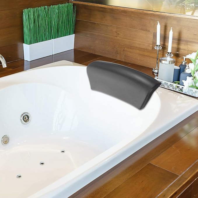 Non-Slip Bath Pillow for Tub Head Neck Support with Suction Cups, Ergonomic Waterproof Bath Cushion for Relaxing Spa and Home Bathtub Use