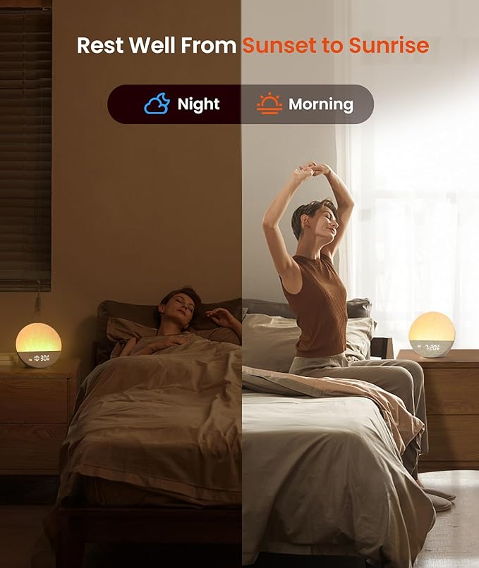 Dreamegg Sunrise 1 - Sunrise Alarm Clock, Sound Machine for Sleep, Customizable Sleep Routines, Dimmable Night Light, 29 Soothing Sounds, White Noise Machine, Wake Up Light for Bedrooms(Blue)