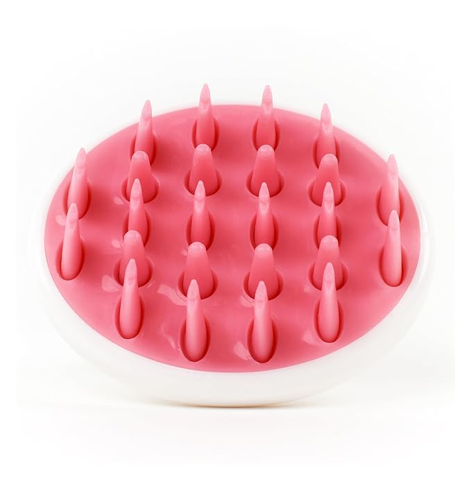 Zyllion Hair Shampoo Brush and Scalp Massager Care for Dandruff Removal, Scrubber, Hair Growth and Exfoliator with Flat and Pointed Soft Silicone Bristles for Women and Men - Pink (ZMA-12-PK)