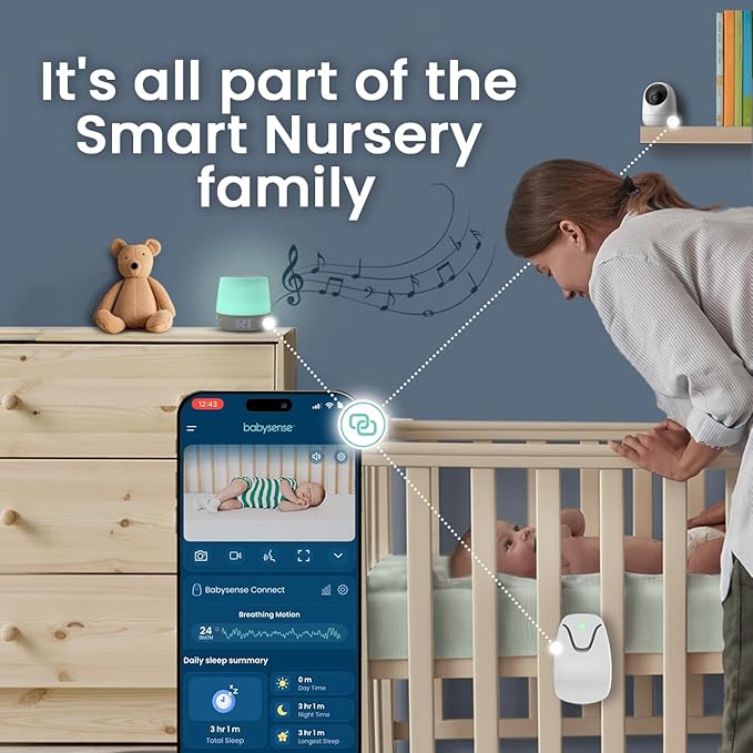 Babysense Dreamer 2.0 Baby Sound Machine with Night Light | 2nd Gen | 28 Soothing Sounds | Toddler Sleep Trainer | App-Controlled White Noise Machine | Sleep Timer | 2.4GHz WiFi | US Only