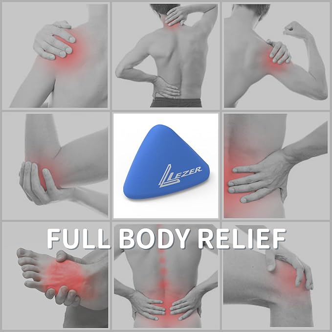 LEZER Trigger Massage Point, Manual Massage Ball, Muscle Knots Relief Tool, Myofascial Release, Physical Therapy, Deep Tissue Back Massage, Plantar Fasciitis, 2.9 in x 2.1 in (Blue)