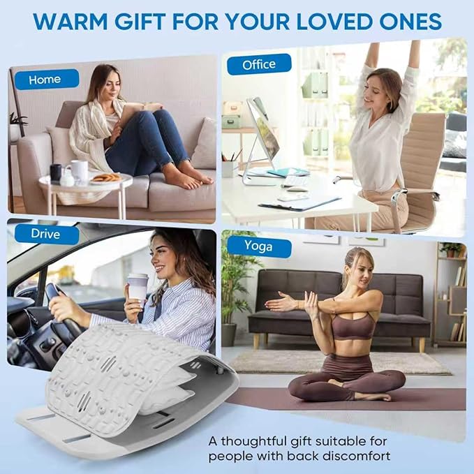 Ergonomic Lumbar Support Board, Lower Back Stretcher Adjustable Air Compression Mat Spinal Decompression Device, Back Stretcher for Lower Back Pain Relief,Ideal for Adults at Home or Work(grey)