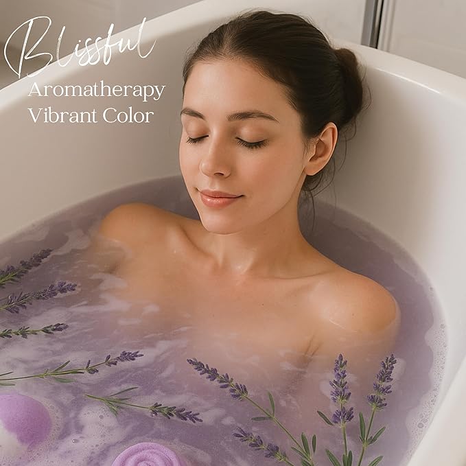 EvolutionUSA Lavender Dreams Bath Bombs for Women, 12 Organic Flower Bath Bombs, Soft Lavender Bath Bombs, Womens Bath Bombs Gift, Lush Bath Bombs for Girls, Relaxing Bathbombs, Bath Balls