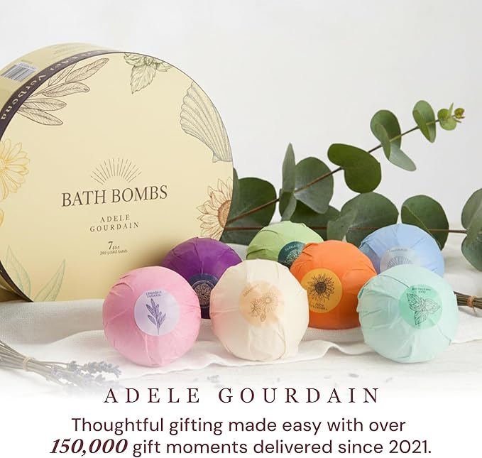 Bath Bombs Set 7 pcs - Gift Set for Women, 200g Extra Large Oversized, Mineral Bath Bombs for Sensitive Skin, Gift Set or Birthday or Mothers Day, Gift Box Idea for Her