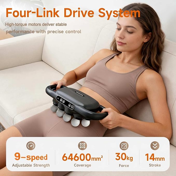 16-Head Massage Gun Set, Deep Tissue Percussion Massager, Electric Muscle Massager with 9 Adjustable Speeds, Portable for Home, Gym, Office, Travel, Black