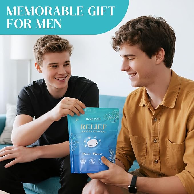 Shower Steamers Aromatherapy, Birthday Easter Basket Stuffers Gifts for Men Him Dad Boyfriend Teen Boy, Bath Bombs with Natural Essential Oils for Relaxation Self Care SPA -15 Tablets