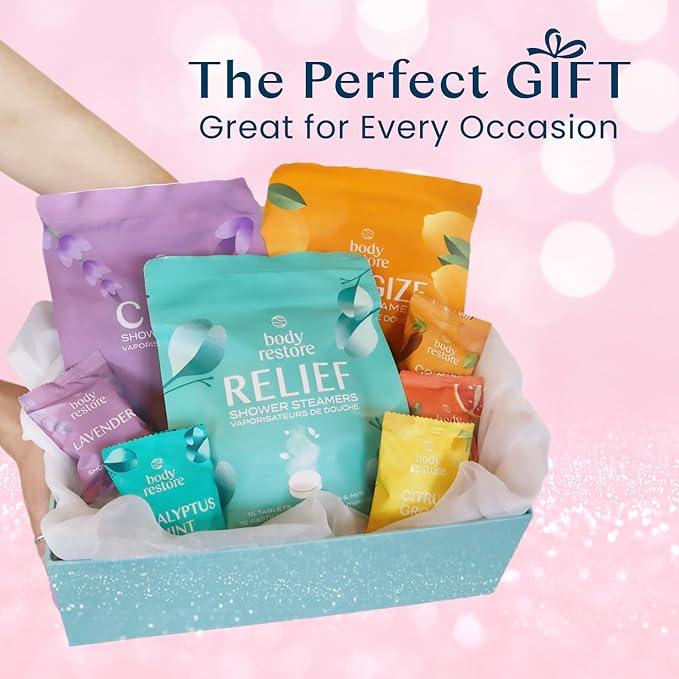 Body Restore Shower Steamers Aromatherapy (15 Packs x 2) - Gifts for Mom, Gifts for Women & Men, Shower Bath Bombs, Citrus Grove, Rose, Essential Oils, Stress Relief