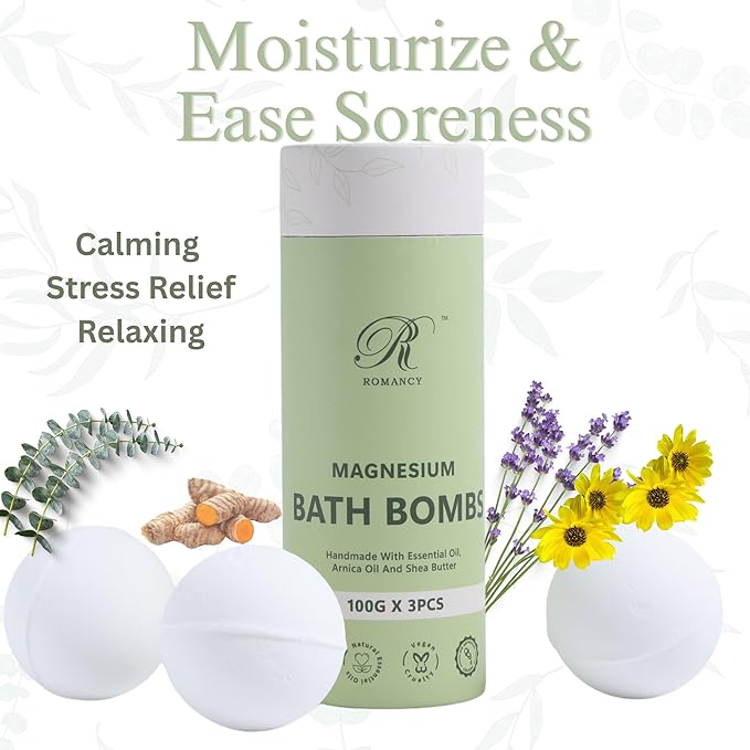 Magnesium Bath Bombs Gift Set – XL Epsom Salt Bath Bombs for Muscle Recovery, Stress Relief & Post-Workout Relaxation with Lavender & Arnica Spa Gift for Women & Men for Sore Muscles