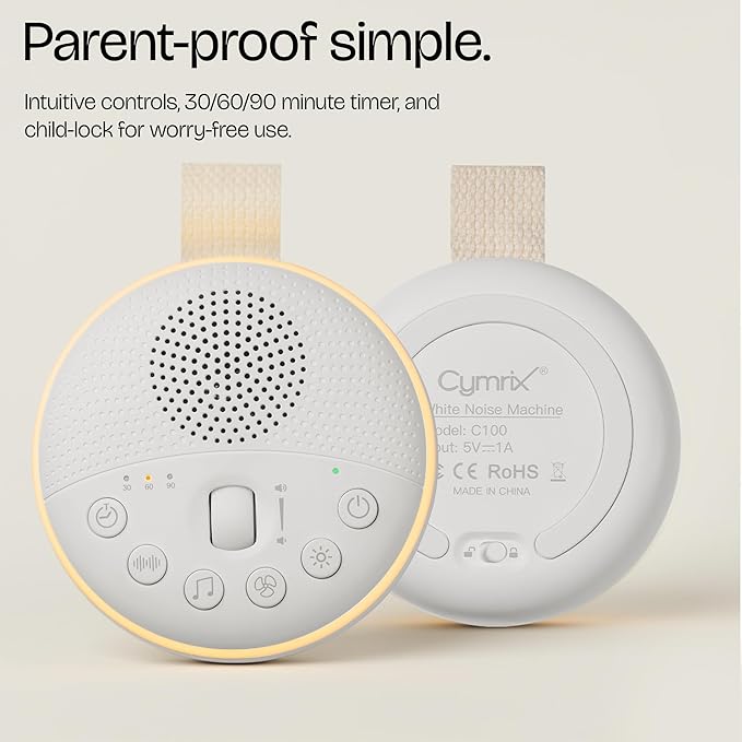 White Noise Machine for Baby & Adults with 21 Relaxing Sounds & Adjustable Night Light, Rechargeable & Portable Sleep Aid for Home & Travel