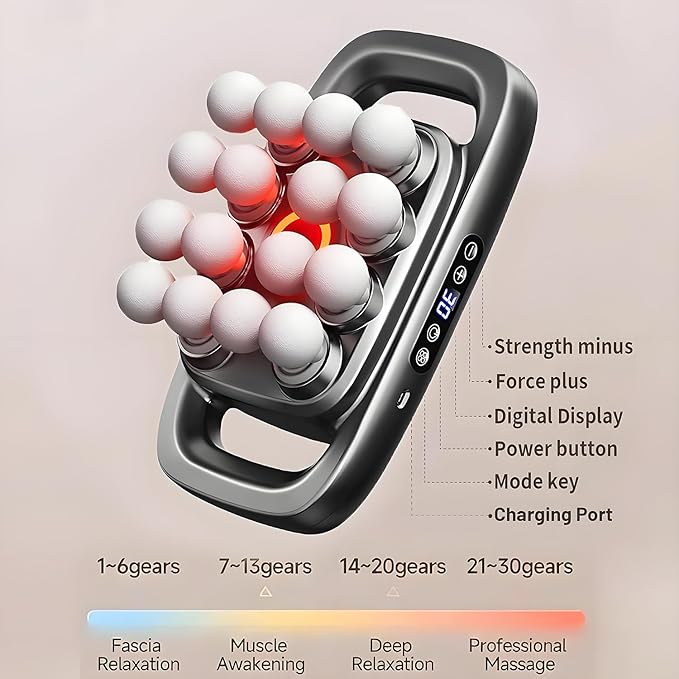 16 Head Massage Gun Deep Tissue - Handheld Percussion Muscle Massager with 16 Massage Heads, High Power Quiet Muscle Massage Gun Portable for Back, Neck, Shoulder, Legs