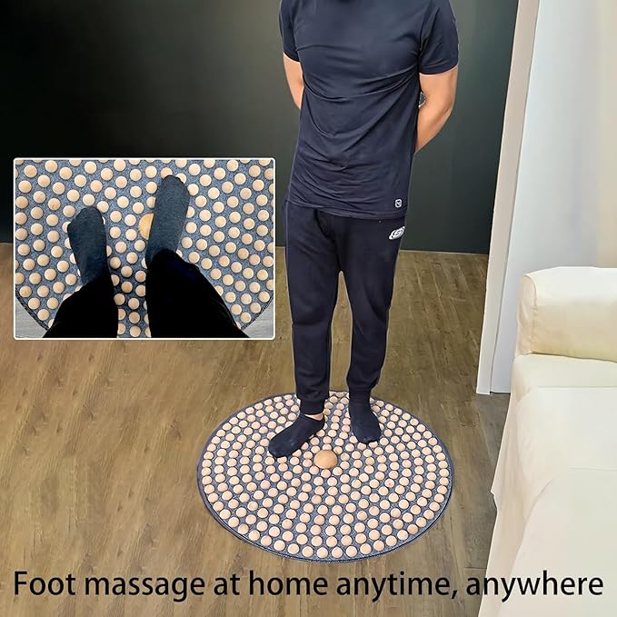 Foot Massage Mat,Wood Foot Acupressure Mat,Foldable Storage,Reflexology & Relaxation Tool for Tired Feet,Relaxation Gifts for Parents or Friends(19.7x19.7in)