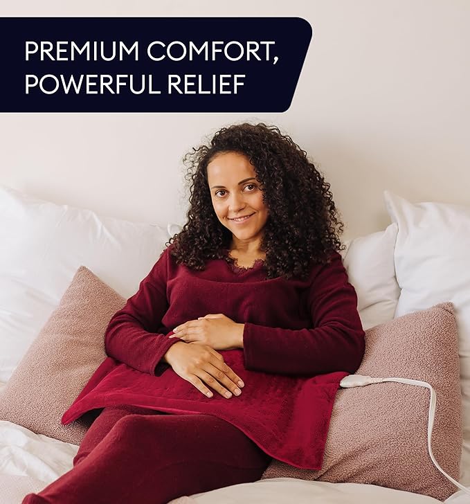 GENIANI Electric Heating Pad for Back Pain & Cramps Relief, Electric Throw, Auto Shut Off, Machine Washable, Moist Heat Pad for Neck & Shoulder - Valentines Day Gifts for Her, 12x24 Viva Magenta