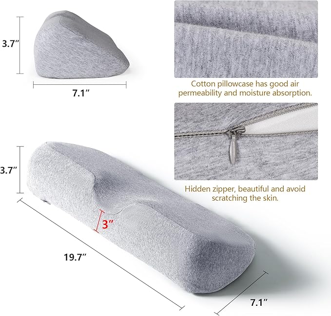 Cervical Neck Pillows for Pain Relief Sleeping, Memory Foam Neck Bolster Pillow for Stiff Pain Relief, Neck Support Pillow Neck Roll Pillow for Bed Pillow (Light Grey)