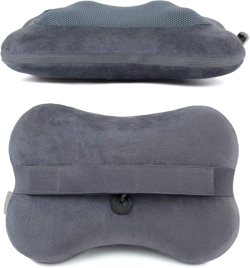 Zyllion Shiatsu Back and Neck Massager with Heat - 3D Electric Kneading Deep Tissue Massage Pillow for Muscle Pain Relief, Slate, ZMA-13