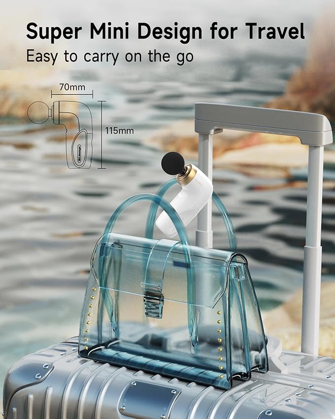 A1 Super Mini Massage Gun, Percussion Deep Tissues Muscle Massager, Compact Sports Travel Massage Gun, Portable Handheld Massager for Office, Home, Athletes(White)