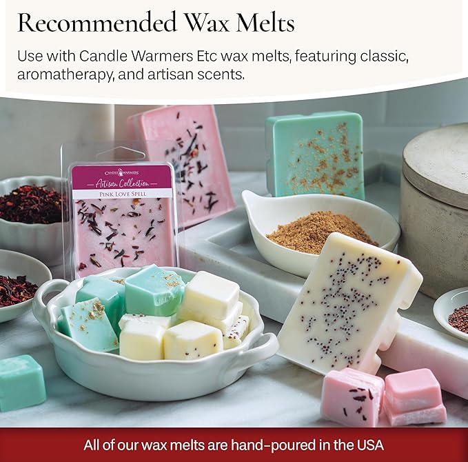 Candle Warmers ETC. Illumination Fragrance Warmer- Light-Up Warmer for Warming Scented Candle Wax Melts and Tarts or to Freshen Room, White Harmony