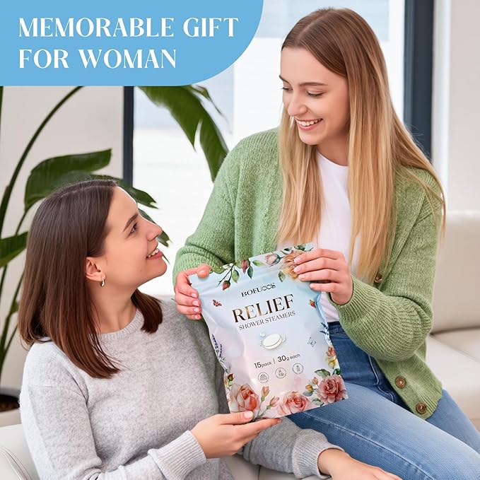 Shower Steamers Aromatherapy, Shower Bombs with Natural Essential Oils, Relax & Self Care Gifts for Women Her Wife Teen Girls Mom, Birthday Easter Basket Stuffers Gifts -15 Tablets