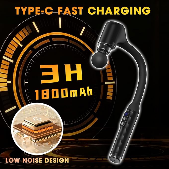 Massage Gun with Upgraded Extension Handle, Back Massager for Pain Relief, Massage Gun Deep Tissue with 4 Massage Heads, Handheld Massager for Neck Shoulders Waist Arm Legs, Black