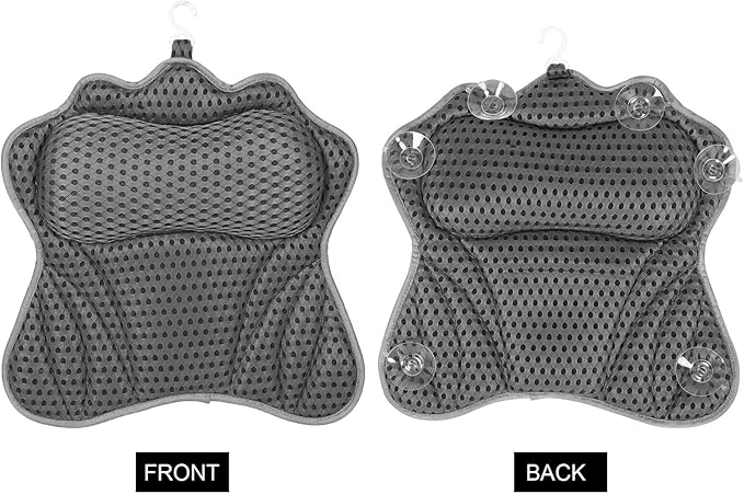 Butterfly Shaped Bath Pillow for Tub with 6 Suction Cups, Spa Bath Cushion Head and Neck Support, Soft Breathable Mesh, Relaxing Tub Soaking Accessory for Men and Women