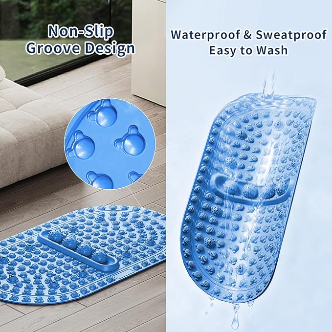 Extra-Large Acupressure Foot Massage Mat 27 Inches, Silicone Foot Pressure Point Pad with 2 Massage Balls, Foot Reflexology Mat with Magnetic Therapy for Stress Relief, Home & Gym Use (Blue)