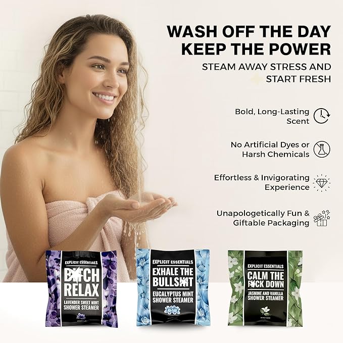 Shower Steamer Gift Set, Aromatherapy Tablets with Eucalyptus Mint, Jasmine Vanilla, Lavender Sweet Mint, 3-Pack