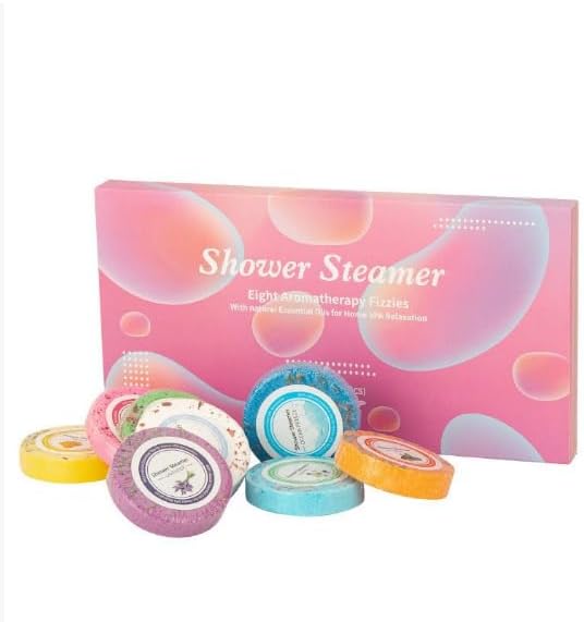 Shower Steamers Aromatherapy Bath Bombs, Tablets with Pure Essential Oils, 8 Sweet Sensual Scents, Idea Gifts Set for Stress Relief, Ideal Valentines Gift 8 Packs