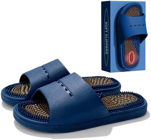 Acupressure Massage Slippers Acupressure Foot Massager Shoes Reflexology Sandals Gift for Men Women Reduce Feet Neuropathy Pain Relief and Tension (Blue,US women10.5-12/men9-10.5)