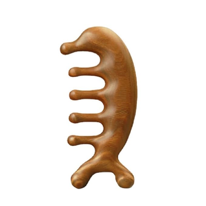 SAEEYCUE Authentic Green Sandalwood Comb Gua Sha Scraping Scalp Massager Head Head, Neck, Hands and Legs (B)