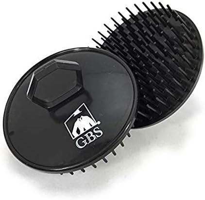 G.B.S Gents Scalp Massager for Hair Growth - 3 Pack Premium Soft Bristle Head Scrubber with Pocket Comb - Black Red Blue Hair Brush Set for Men Women