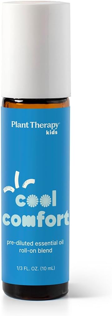 Plant Therapy Kids Cool Comfort Pre-Diluted Essential Oil Roll-On Blend 10 mL (1/3 oz) Relaxation, Cooling Comfort, Seasonal Wellness, Calming Aromatherapy for Kids