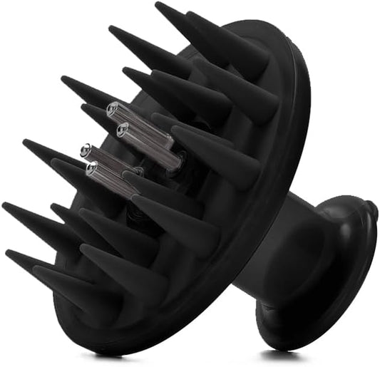 Hair Oil Applicator & Scalp Massager – Soft Silicone Bristles to Remove Dandruff, Leak-Proof Applicator for Hair Growth Oils, Serums & Treatments – Even Distribution, Gentle Massage (Black)