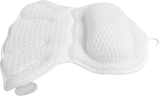 Bath Pillow for Tub, Machine Washable Mesh Cushion with Neck and Back Support, Non-Slip Bathtub Headrest for Relaxing Spa Experience