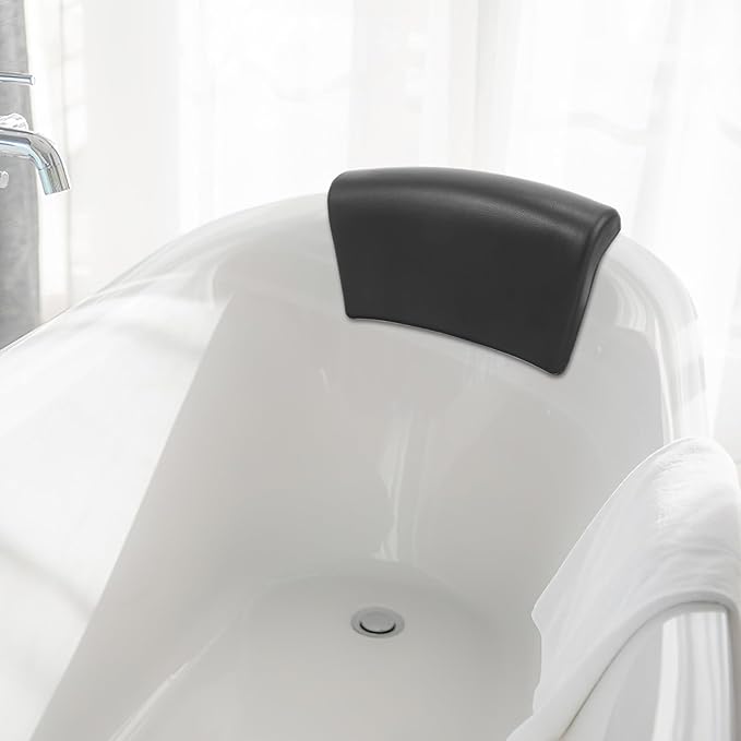 Non-Slip Bath Pillow for Tub Head Neck Support with Suction Cups, Ergonomic Waterproof Bath Cushion for Relaxing Spa and Home Bathtub Use