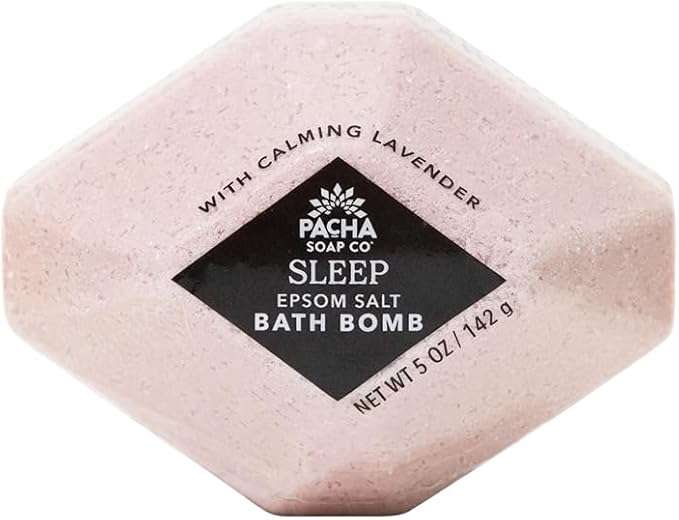 Pacha Soap Co. Epsom Salt Bath Bombs - Sleep (Lavender Scented), Nourishing Aromatherapy Bath Fizzies with Clean Ingredients and Essential Oils, Handcrafted in The USA, 3-Pack, 5 oz Each