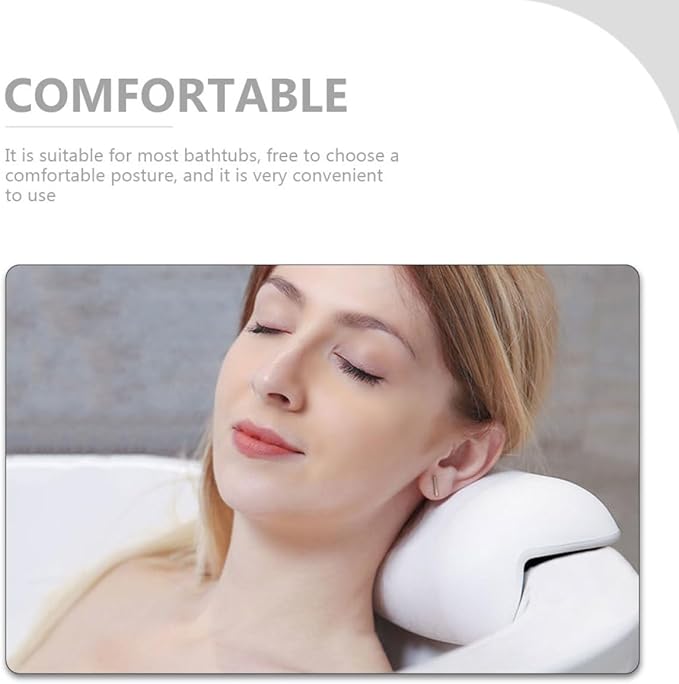 Zerodeko Tub Pillow with Suction Cups White Bath Pillow Head Support Cushion for Neck and Back Relaxation in Bathtubs