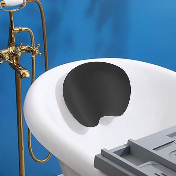 CHILDWEET Non-Slip Bath Pillow for Tub, 3D Bathtub Headrest Cushion, Black Bath Cushion with Back Support, Suitable for Pregnant Women and Adults, Bathroom Relaxation Accessory